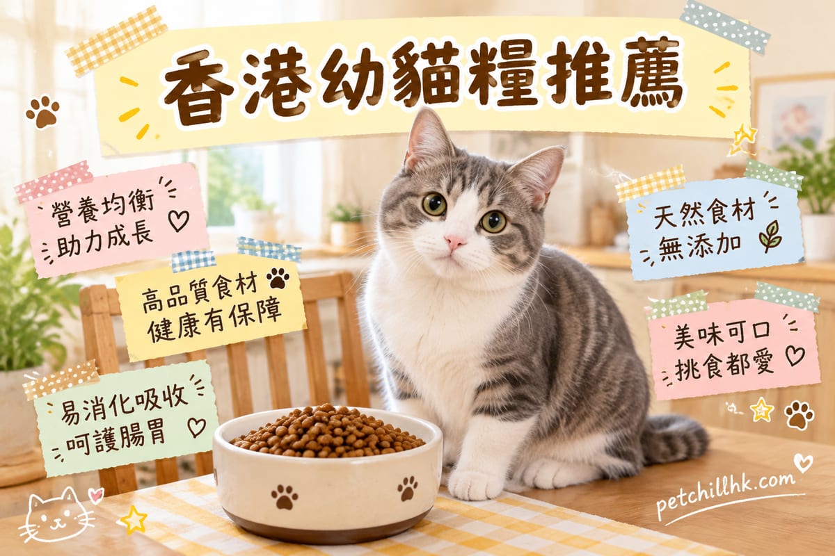 一隻幼貓低頭食碗入面幼貓糧顆粒,香港家居客廳場景