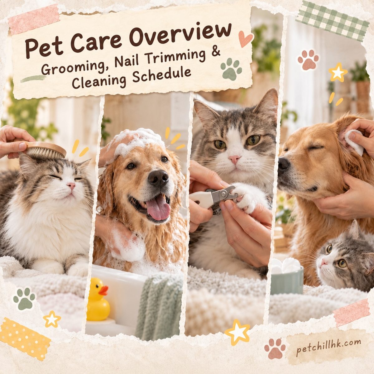 Complete Daily Care Guide for Cats and Dogs | Brushing, Bathing, Nail Trimming, Ear and Eye Cleaning Schedule (2026) — PetChill