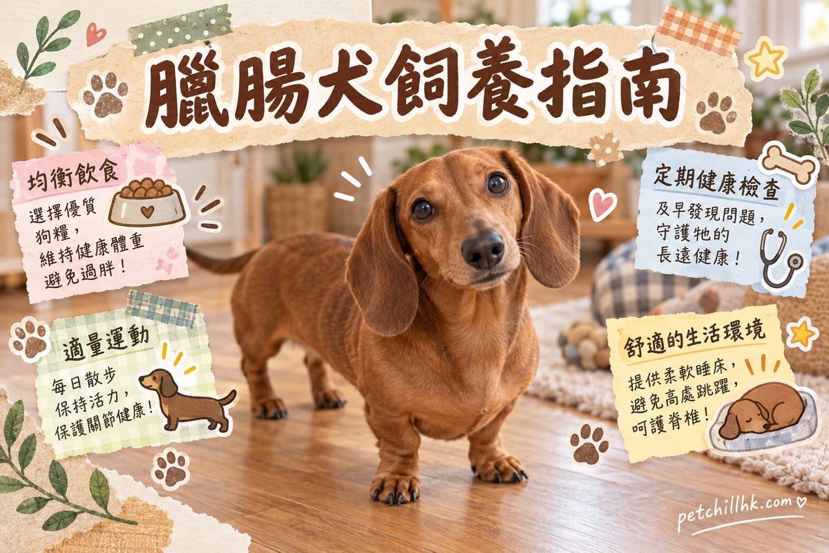 一隻短毛臘腸犬喺香港家居客廳嘅軟墊上趴低，旁邊放住一個斜台同防滑地墊
