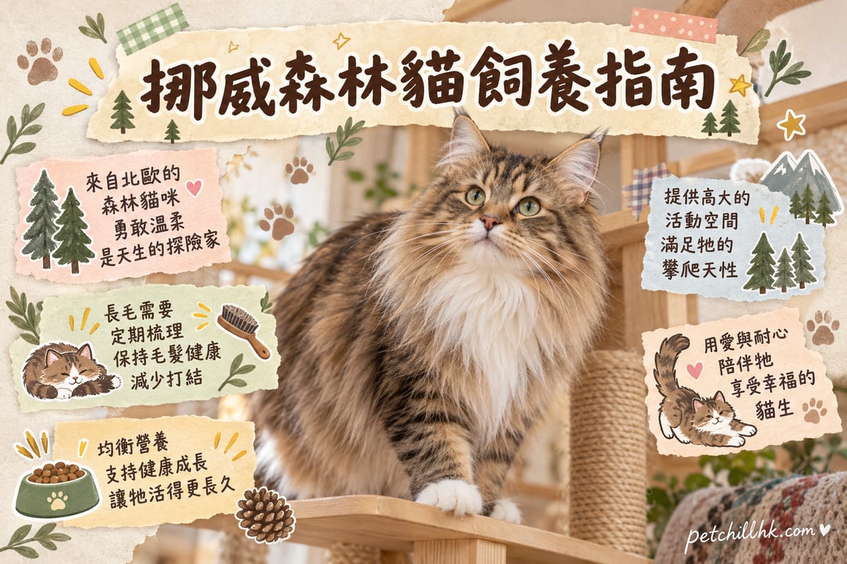 一隻啡虎紋挪威森林貓趴喺香港家居嘅穩固貓爬架頂層,窗邊有冷氣機同陽光