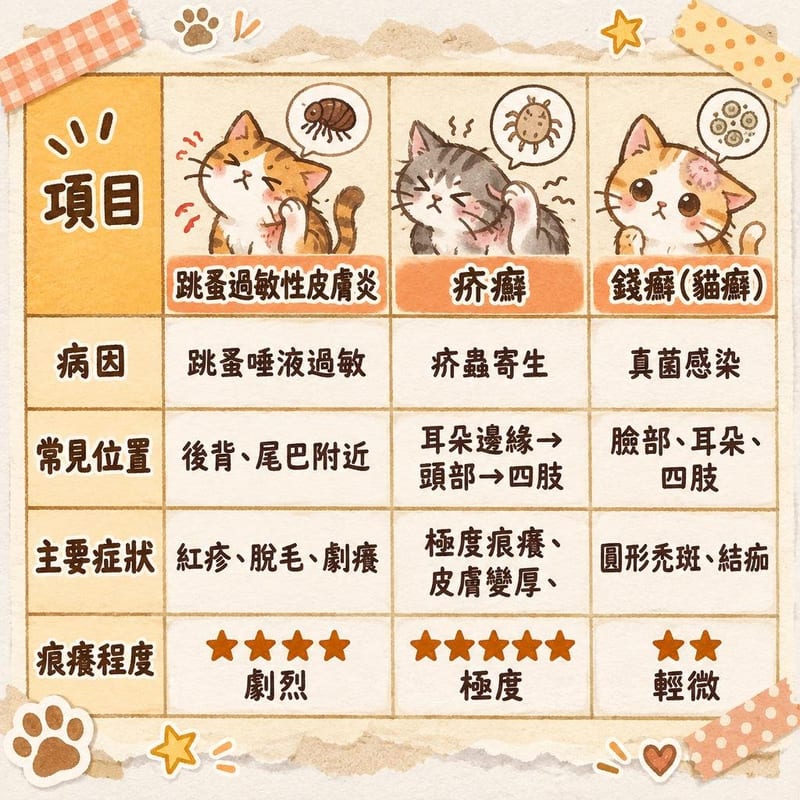 貓咪皮膚病全攻略跳蚤過敏疥癬錢癬3大常見症狀預防方法一次睇晒 知識圖卡1
