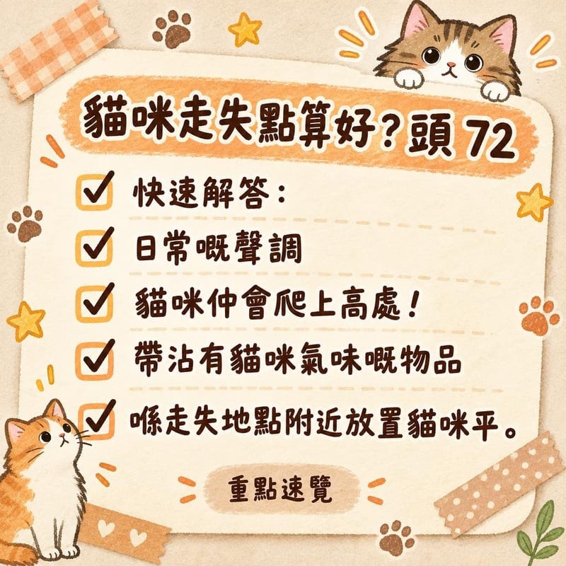 貓咪走失點算好頭72小時搜救 知識圖卡2