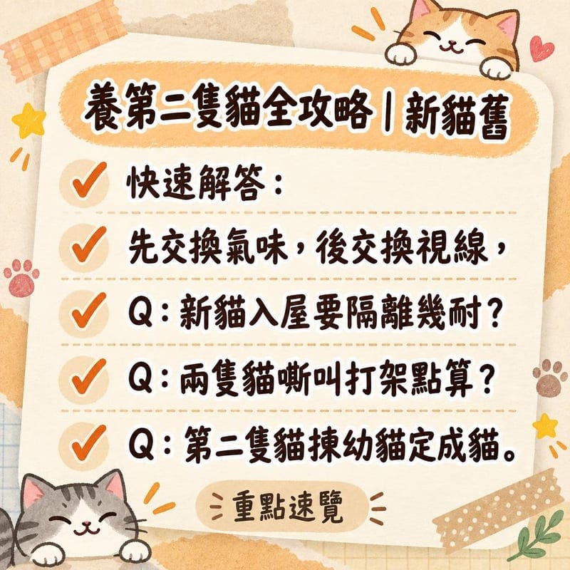 養第二隻貓全攻略新貓舊貓點見面隔離期氣味交換5步驟教學 知識圖卡2