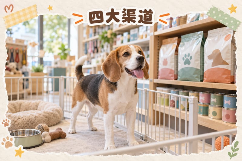 A beagle puppy in a pet shop window looking at its prospective owner, with a Hong Kong street reflected in the glass