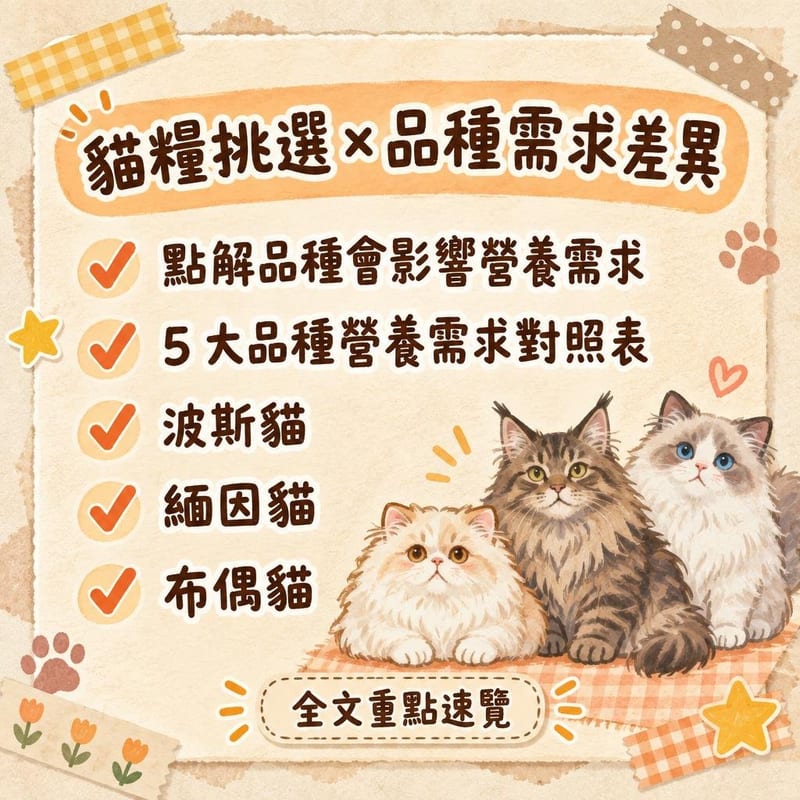貓糧挑選×品種需求差異|PetChill 圖卡整理