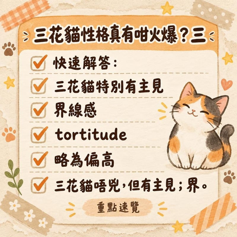三花貓同虎斑貓隔住玻璃門互相對望,一隻坐姿端正版一隻好奇伸爪,下方手繪問號