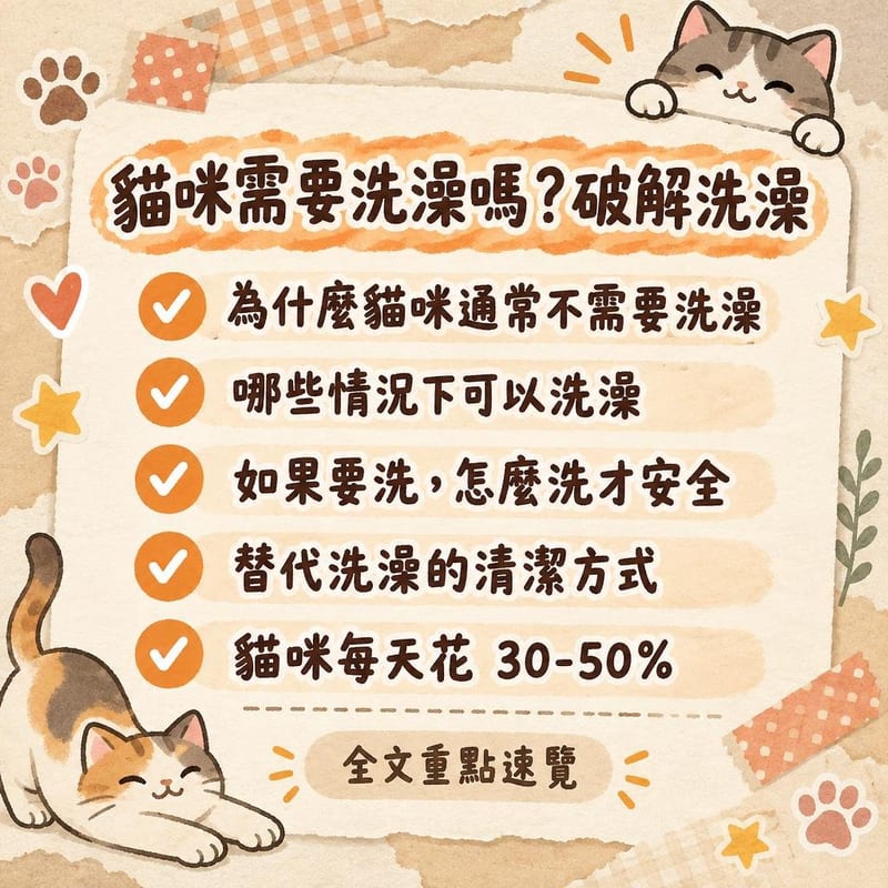 貓咪需要洗澡嗎？破解洗澡｜PetChill 圖卡整理