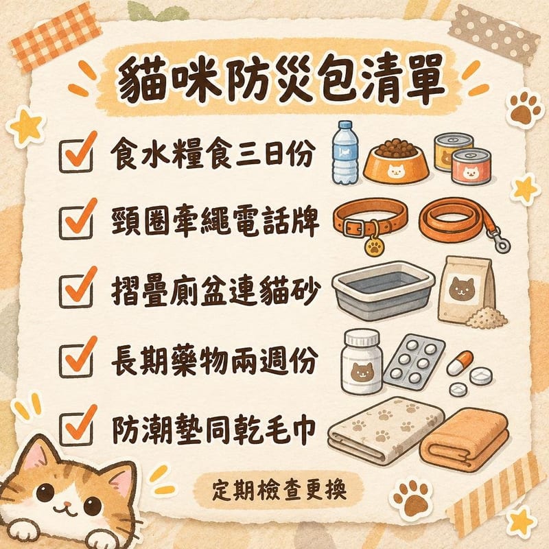 貓咪防災包清單|PetChill 圖卡整理