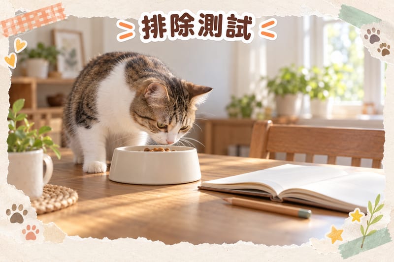 Cat owner recording daily stool chart for elimination diet test