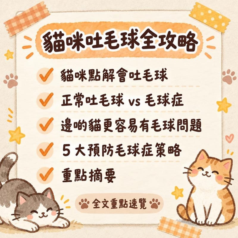 貓咪吐毛球全攻略｜PetChill 圖卡整理