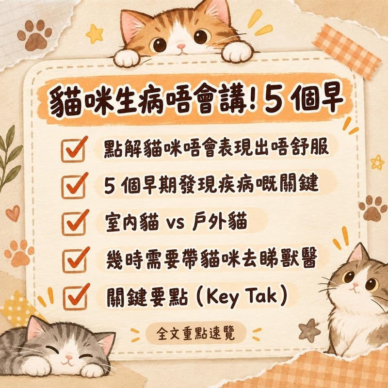 貓咪生病唔會講!5 個早|PetChill 圖卡整理