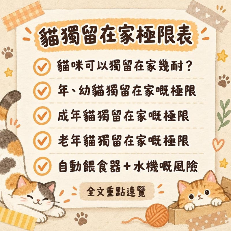 貓獨留在家極限表|PetChill 圖卡整理