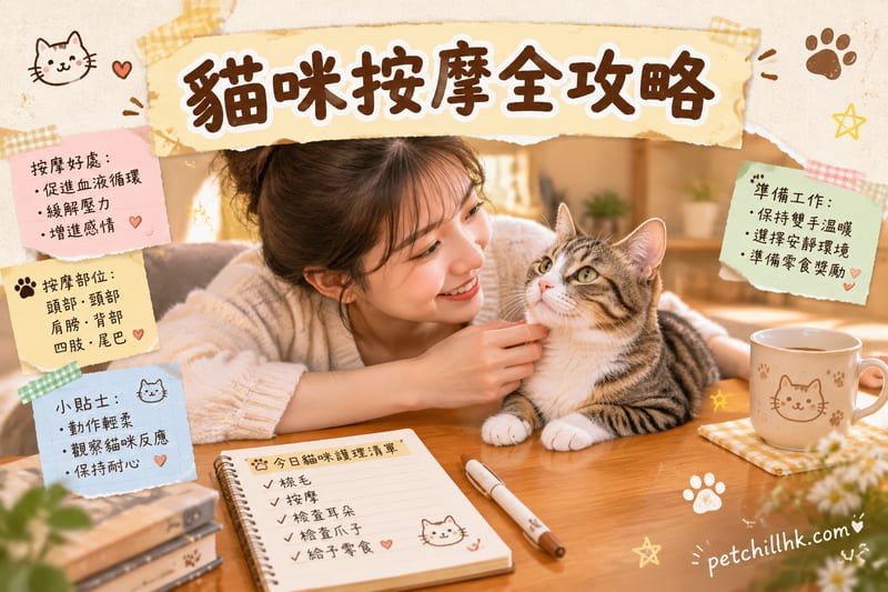 貓咪按摩全攻略|4 大部位手法、便秘按摩、穴位圖解同禁忌