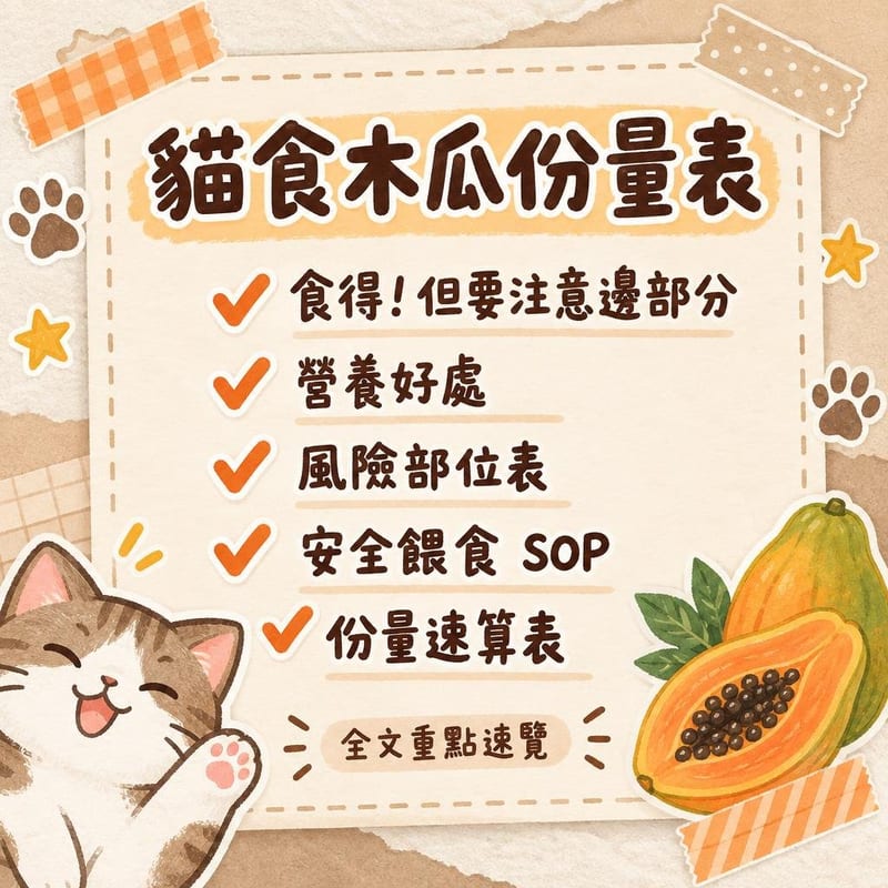 貓食木瓜份量表|PetChill 圖卡整理