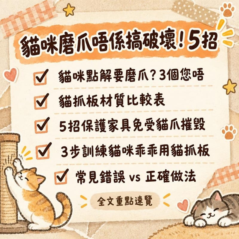 貓咪磨爪唔係搞破壞!5招|PetChill 圖卡整理