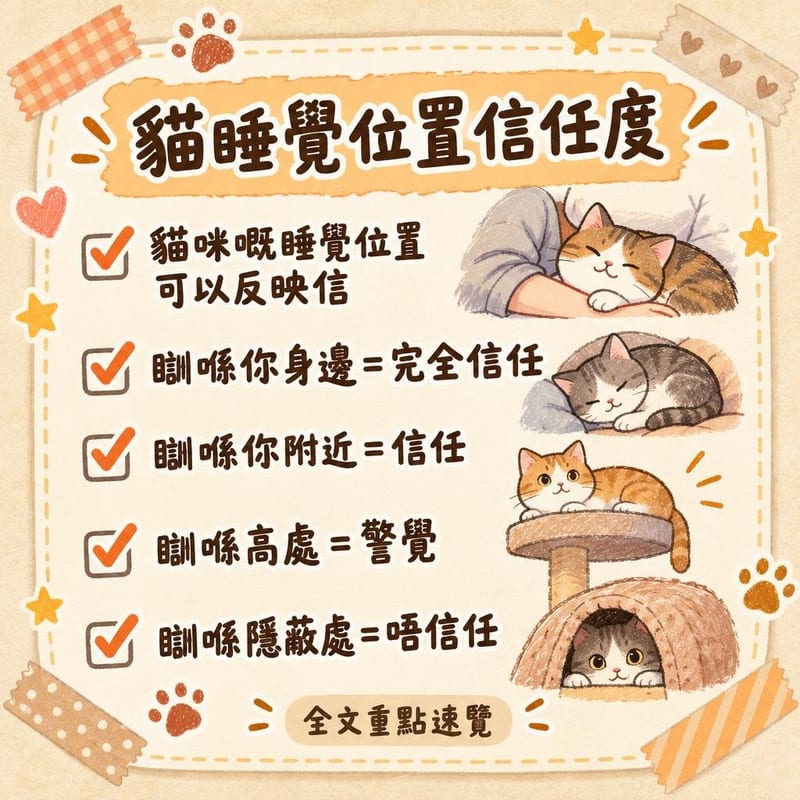 貓睡覺位置信任度|PetChill 圖卡整理