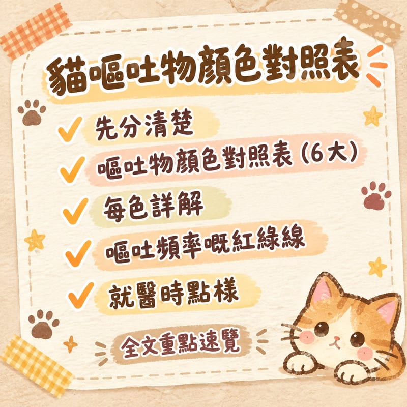 貓嘔吐物顏色對照表|PetChill 圖卡整理