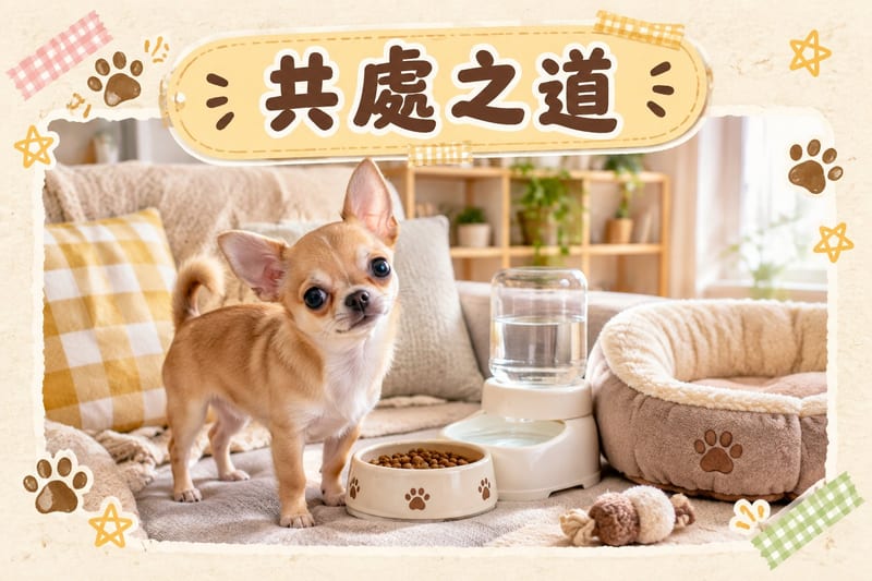 主人用嗅聞墊同芝娃娃玩搵早餐遊戲,狗狗專注扒搜,場景清晨陽光溫馨