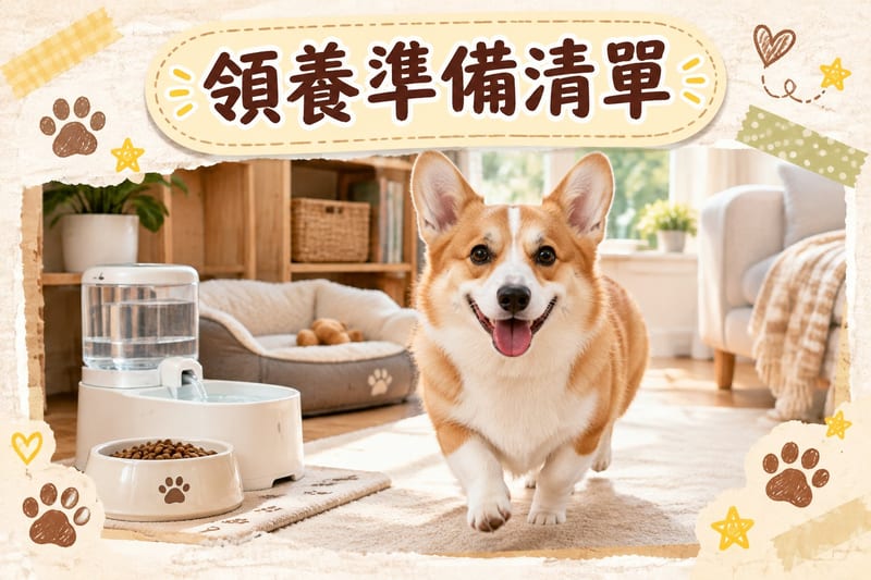 柯基同新主人喺維多利亞港海旁散步,黃昏光線,短腿身影可愛