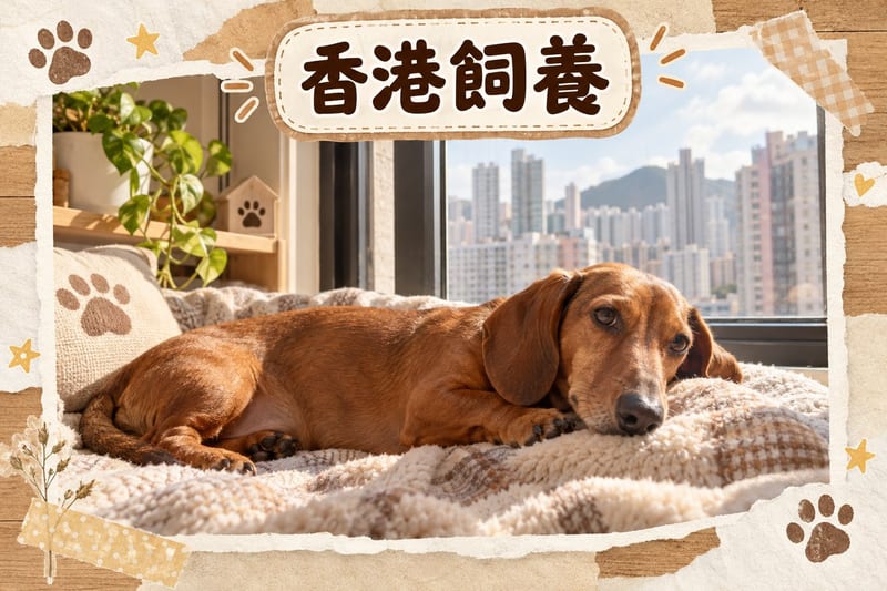 臘腸狗喺夏季清晨嘅樹蔭下飲水,主人蹲低遞水碗