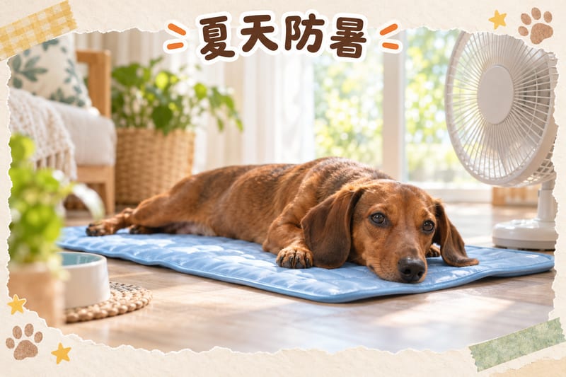 Dachshund drinking water under tree shade on a summer morning, owner crouching to offer a water bowl