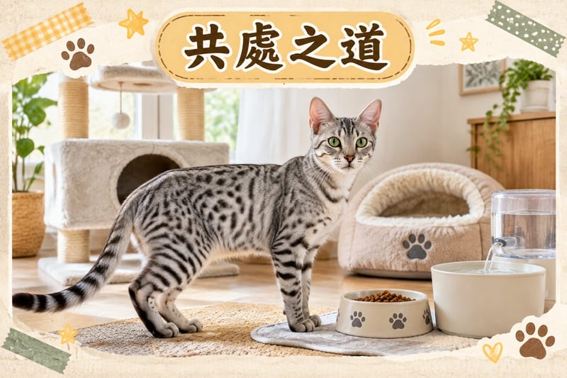 屋企玄關,埃及貓坐喺地氈等主人返嚟,門開一刻耳仔豎起