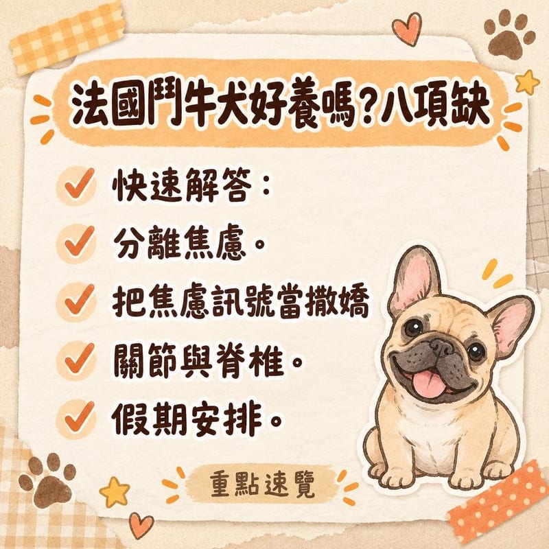 法國鬥牛犬坐喺港式茶餐廳地下，望住主人手中食物，身旁放住飲水碗，場景生活化