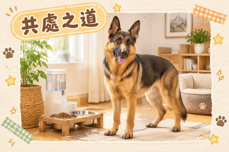 公園裡其他狗圍繞,德牧幼犬坐喺主人腳邊學習冷靜社交