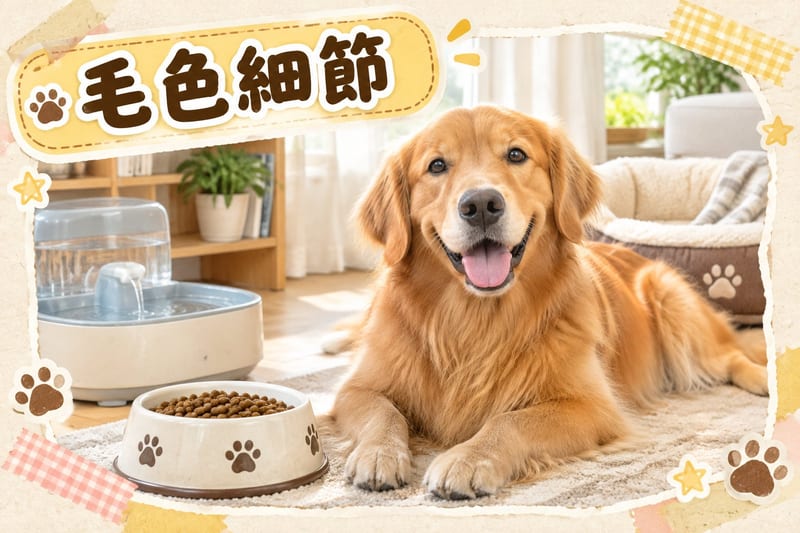 一隻三個月奶油色金毛幼犬同佢深金色媽媽瞓埋一齊,色調對比明顯