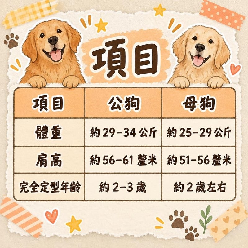 golden-retriever-size-weight-hk 知識圖卡1
