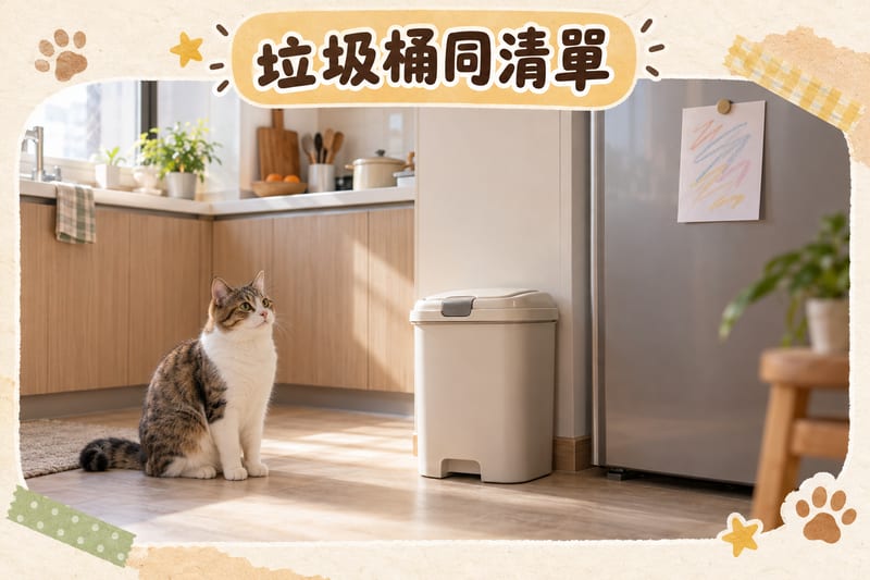 香港廚房垃圾桶加蓋、地下清空，雪櫃門貼住一張手寫嘅「寵物唔可以餵」清單