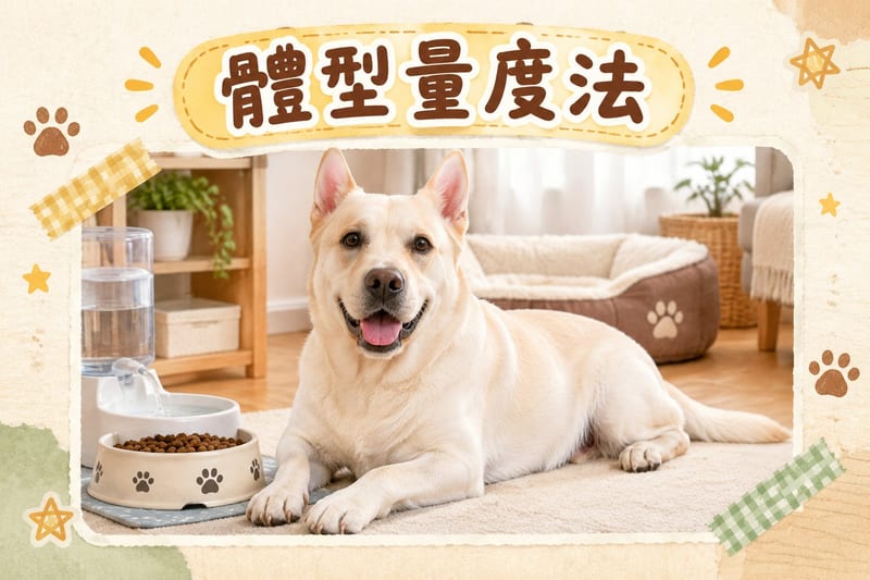 一位主人喺公園草坡以側面角度檢查黑色拉布拉多嘅腰線同腹部上收，旁放軟尺同記錄本