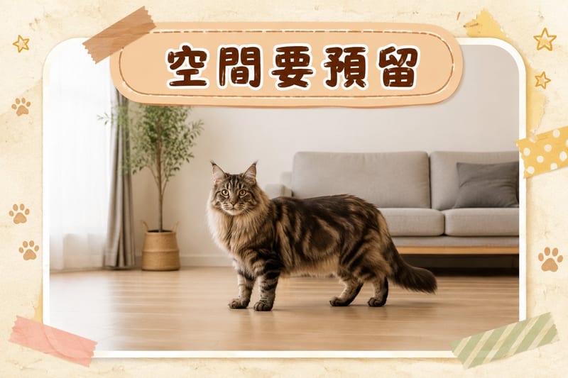 緬因貓同主人在客廳互動玩耍嘅場景