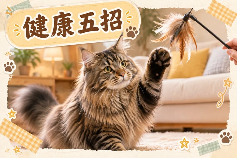 獸醫為緬因貓進行身體檢查,展示定期健康篩查場景