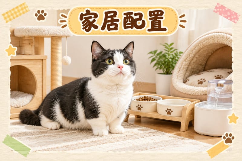 窗邊夕陽下,短腿曼基康貓企喺低矮貓梯頂望住紗窗外面嘅維港樓景