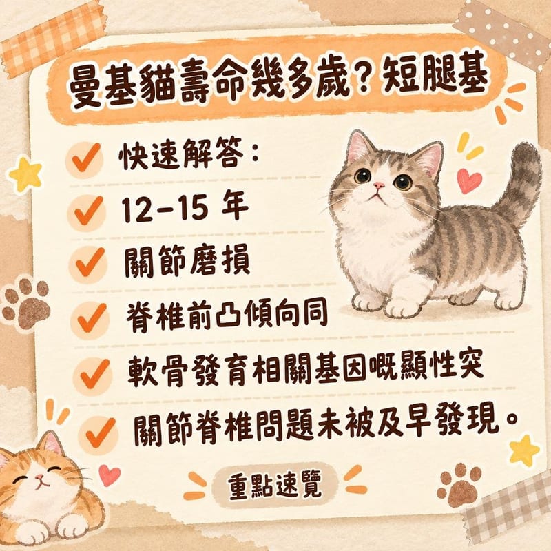 獸醫以手觸診方式檢查短腿曼基康貓嘅膝關節,枱面有行路基準影片截圖