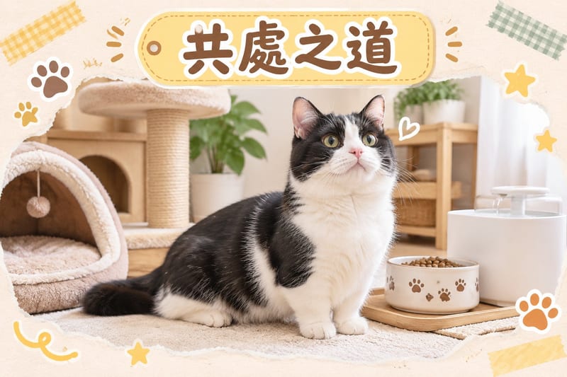 客廳地台鋪住貓隧道,曼基康貓喺入口探頭,主人手持逗貓棒貼地拖行