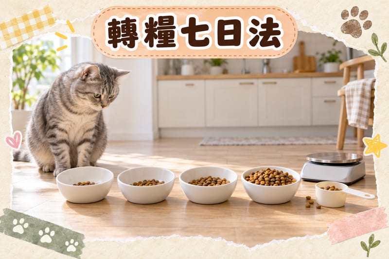 Natural Signature 轉糧七日比例同每日餵食量示意