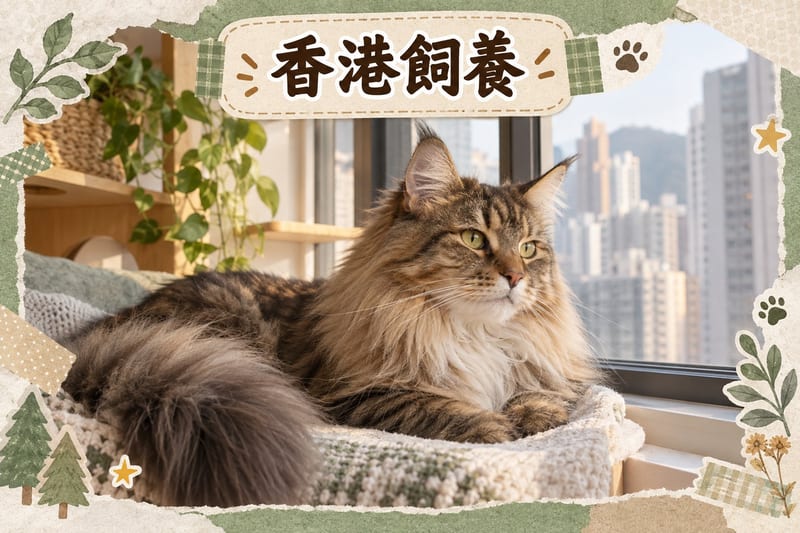 挪威森林貓喺客廳貓爬架高層休息,展現大型貓嘅垂直活動習慣