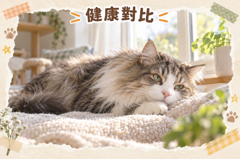 Owner weighing a Norwegian Forest Cat at home on a digital scale and recording it in a phone memo