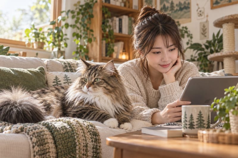 準飼主喺獸醫診所查閱貓咪嘅疫苗同健康紀錄文件
