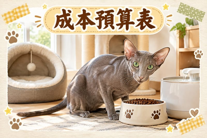 獸醫枱上一位助手為東方短毛貓量血壓做心臟篩查