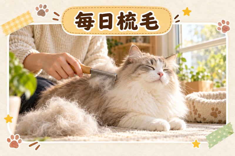 貓狗日常護理時間表一覽,列出梳毛、剪指甲、洗耳、眼睛清潔、刷牙同體重記錄嘅建議頻率