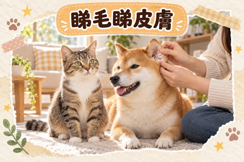三步定位法示意圖:左邊標示常見痕癢位置分佈,中間列出六種皮膚形態,右邊係一條由「第一天」到「第六週」的時間線,示範主人應該記錄的變化