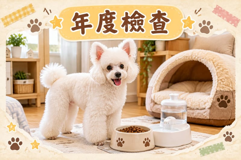 成年標準貴賓同獸醫診所護士配合做體檢,聽診瞬間,場景專業安心