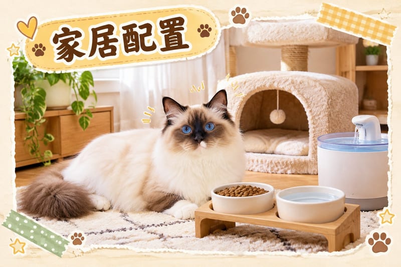 布偶貓企喺大號貓抓板旁,背景係擺除濕機嘅客廳