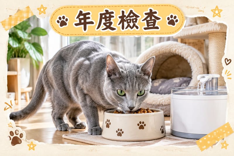 白髮夫婦同一位獸醫傾偈，旁邊航空箱內有隻俄羅斯藍貓