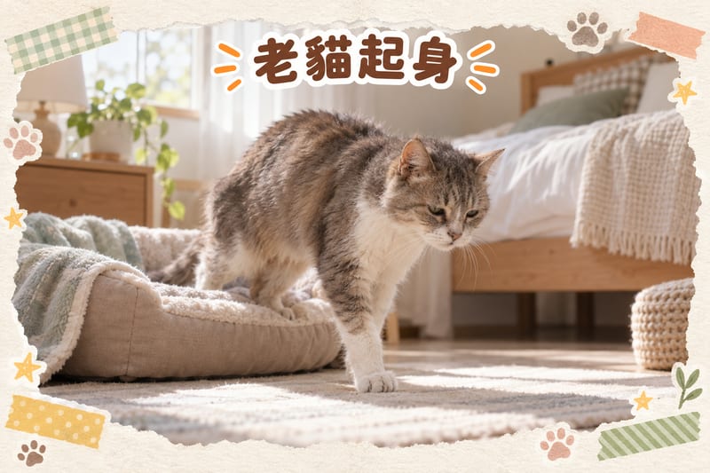 Senior cat getting up