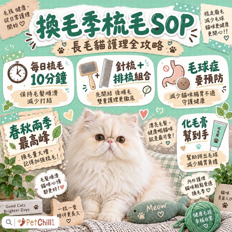 換毛季×長毛貓梳毛 SOP|每日 10 分鐘踢走毛球症
