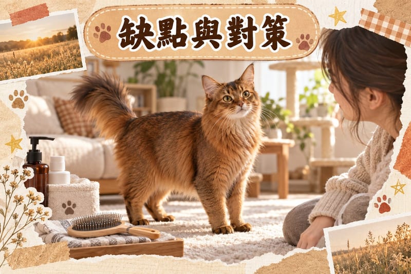 索馬里貓缺點總覽圖卡:七項缺點與應對方向對照